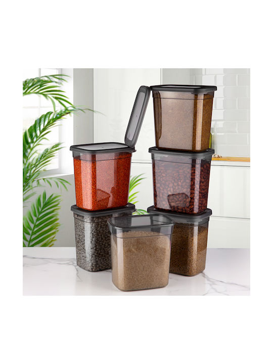 Set 6 Bucăți Vaze Pentru Paste Zahăr Cereale Cu Capac Plastic Transparent 2000ml 6 Bucăți