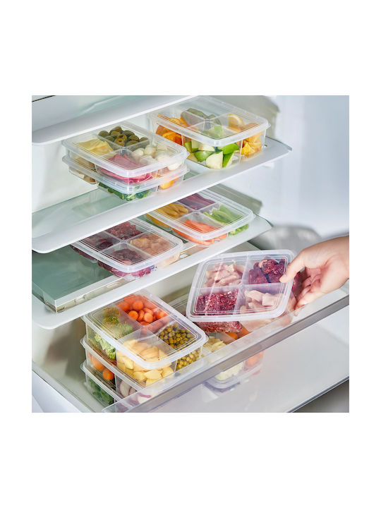 Set Plastic Transparent Lunch Boxes 21x15cm 4 Pieces