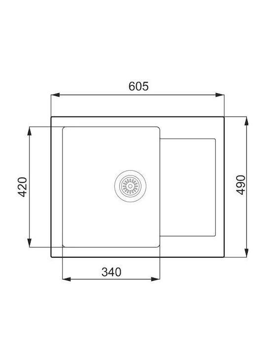 Unixton Drop-In Chiuvetă din Granit Sintetic L61xW50cm Maro