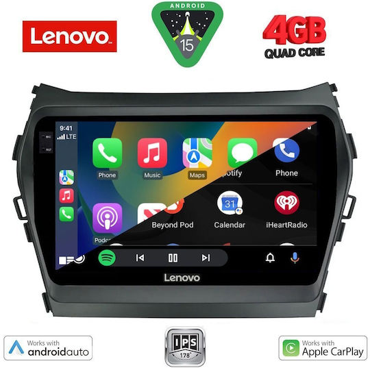 Lenovo Car Audio System for Hyundai iX45 / Santa Fe 2013-2017 (Bluetooth/USB/WiFi/GPS/Apple-Carplay/Android-Auto) with Touch Screen 9"