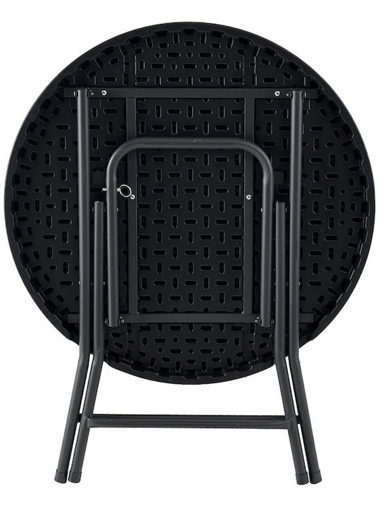 Auxiliary Outdoor Foldable Plastic Table Black 80x74xcm