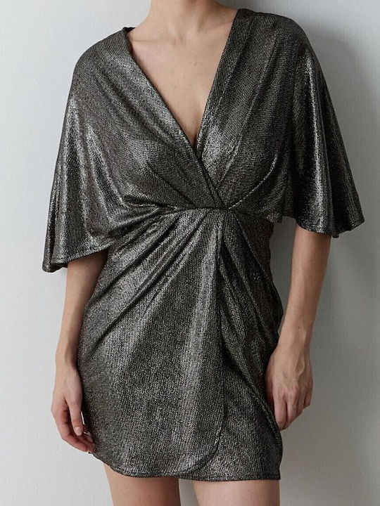 Rochie Mini De Seara Wrap-Around Argintie
