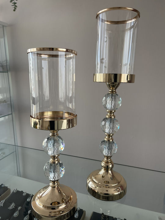 Kerzenhalter Glas in Gold Farbe 36cm 1Stück