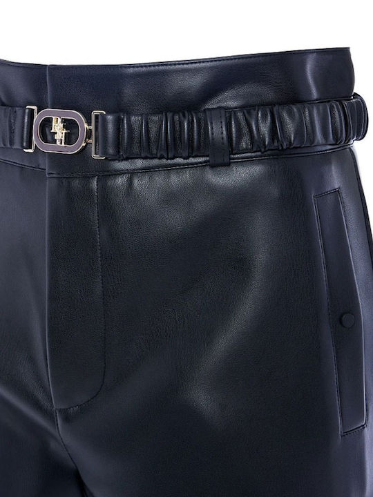 Women's High-waisted Fabric Trousers Regular Fit Black