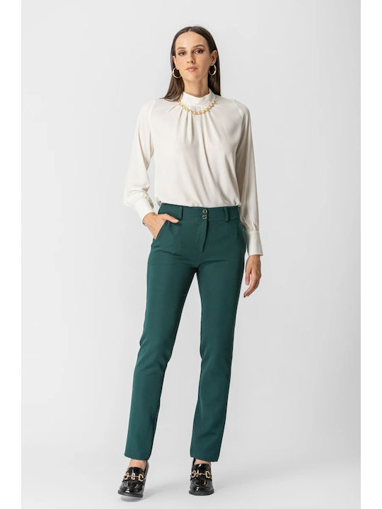 Damen Stoff Hose Green