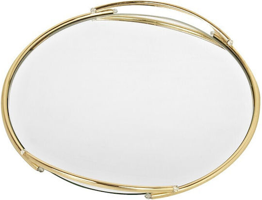 Wedding Tray Crystal / Inox with Mirror Gold 1pcs