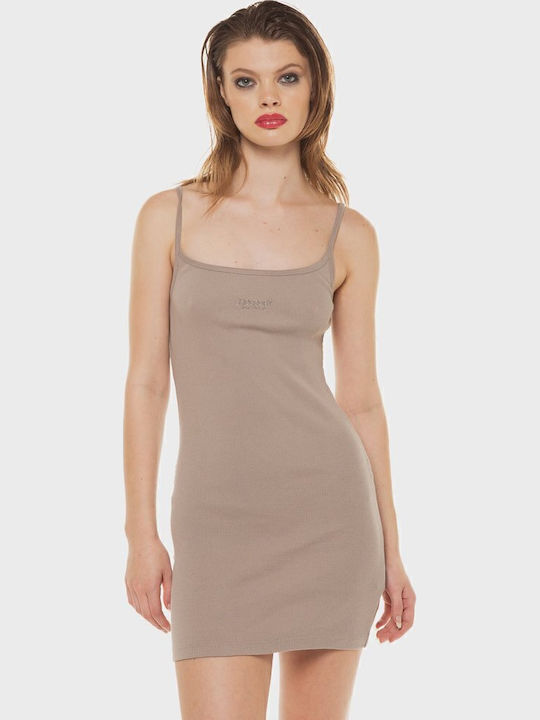 Rochie De Vară Pentru Femei Mini Tricotată Bej