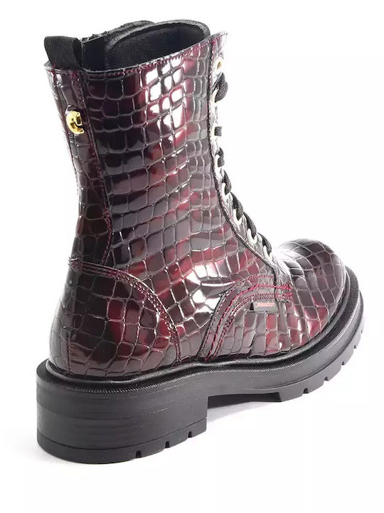 Women's Patent Leather Ankle Boots Burgundy