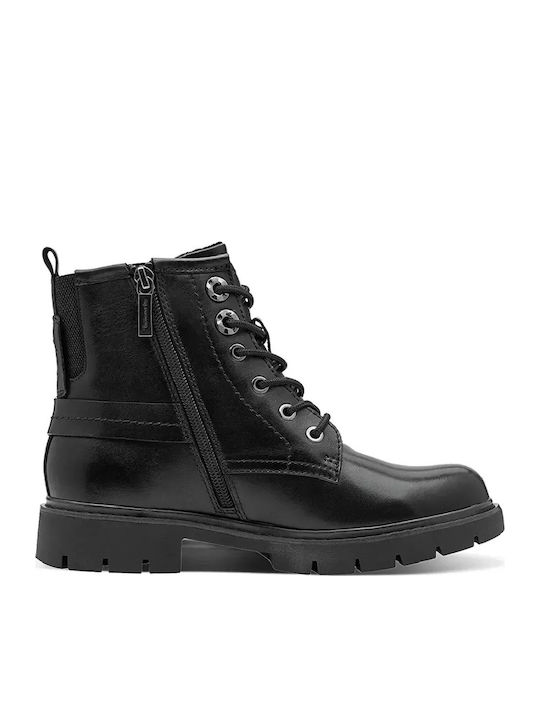 Leder Stiefeletten Damen Schwarz