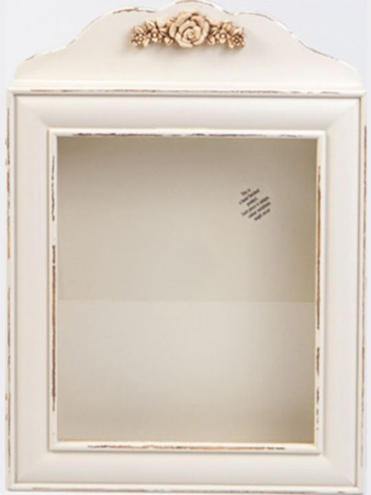 Tabletop Rectangle Wedding Crown Case Wooden White 25cm