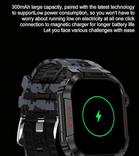 Microwear TK25 Smartwatch με Παλμογράφο (Green Camo)