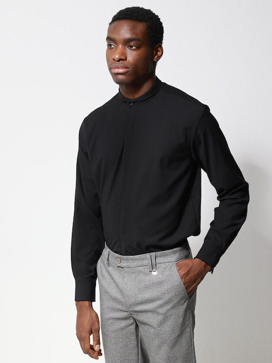 Langärmlig Baumwolle Hemd Black