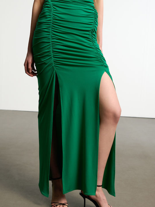 Maxi Abendkleid Drapiert Green