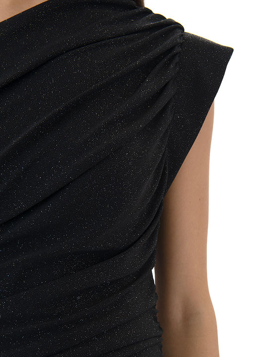 Sommer Maxikleid Abend mit Rüschen Schwarz