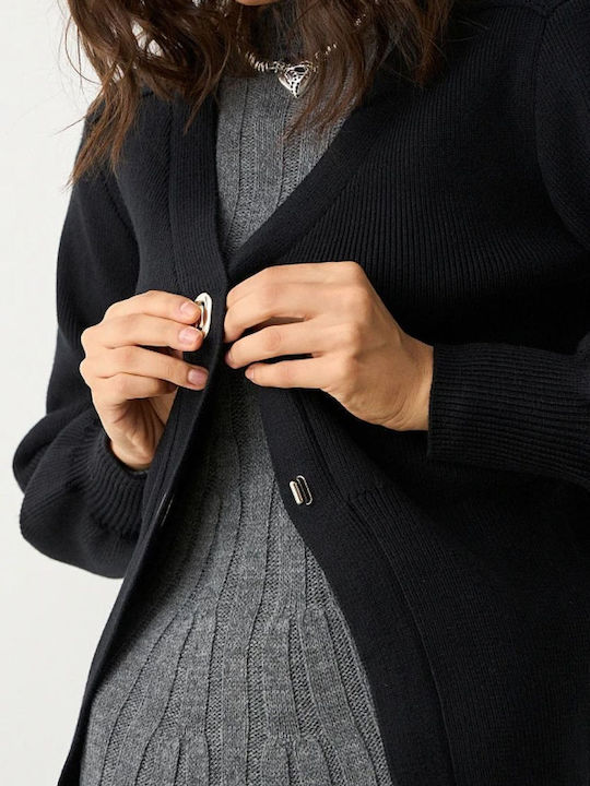 Women's Knitted Cardigan with Buttons Black