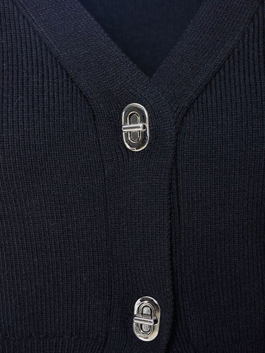 Women's Knitted Cardigan with Buttons Black