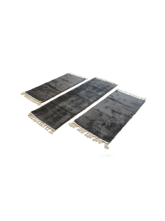 Balsan Soft Shaggy-s Σετ Μοντέρνα Χαλιά Κρεβατοκάμαρας Anthracite P621172 3τμχ