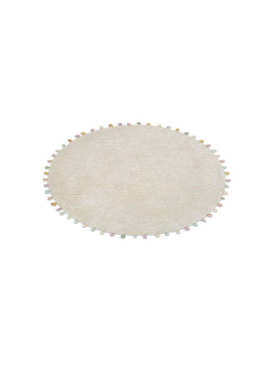 Bekas Carpets Joy Steps 1-iag-3534 Χαλί Στρογγυλό Βαμβακερό Εκρού Φ120cm