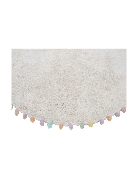 Bekas Carpets Joy Steps 1-iag-3534 Χαλί Στρογγυλό Βαμβακερό Εκρού Φ120cm