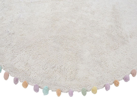 Bekas Carpets Joy Steps 1-iag-3534 Rug Round Cotton Ecru
