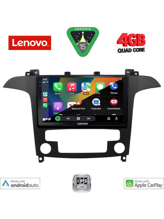 Lenovo Car Audio System for Ford S-Max 2006-2014 with Clima (Bluetooth/USB/WiFi/GPS/Apple-Carplay/Android-Auto) with Touch Screen 9"