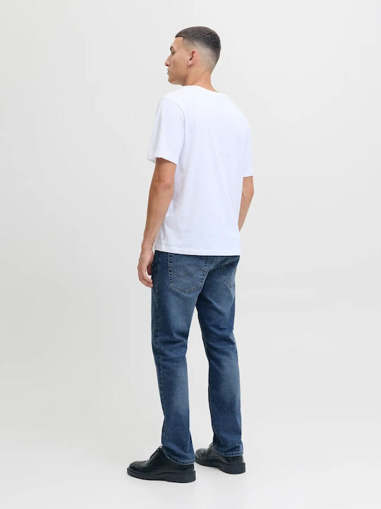 Ανδρικό Παντελόνι Τζιν Ελαστικό με Slim Straight Εφαρμογή Blue Denim