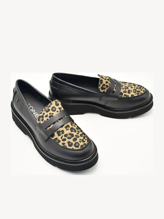 Leather Women's Loafers in Black Color