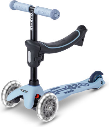 Micro Trotinetă Copii Mini Deluxe Rock & Go Cu 3 Roți Cu Scaun Pastel Albastru Deschis