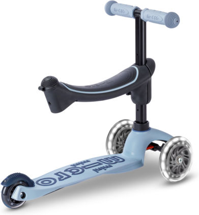 Micro Trotinetă Copii Mini Deluxe Rock & Go Cu 3 Roți Cu Scaun Pastel Albastru Deschis