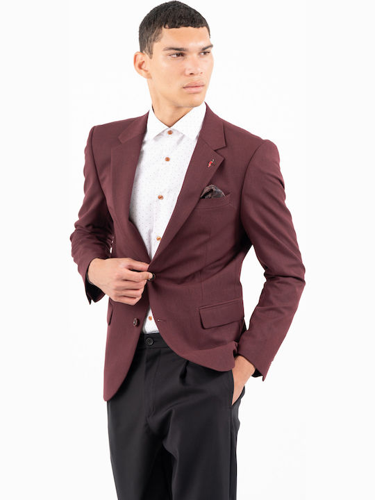 Men's Winter Suit Jacket Slim Fit Bordeaux