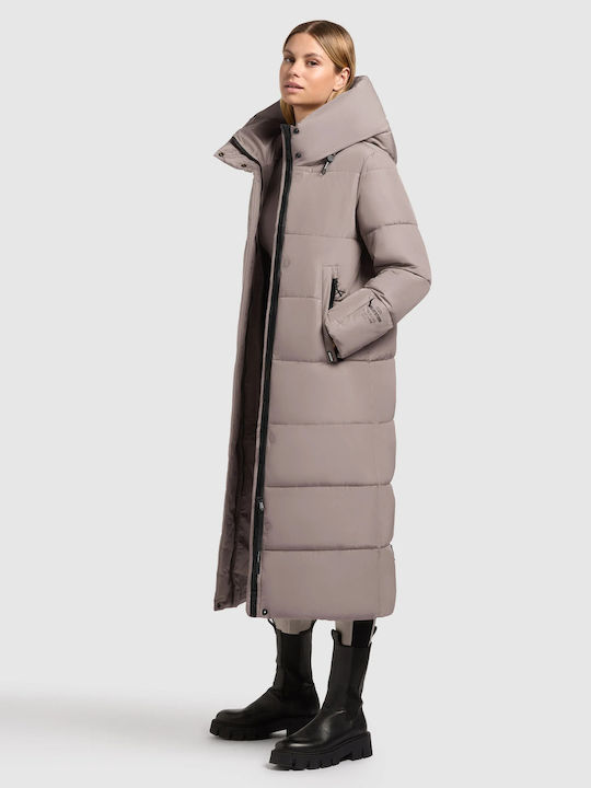 Women's Puffer Jacket for Winter with Hood Gray