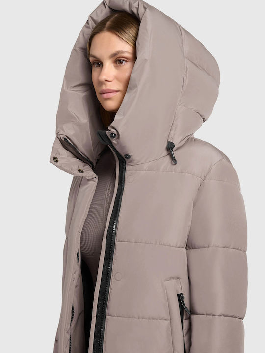 Women's Puffer Jacket for Winter with Hood Gray