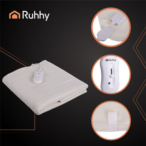 Ruhhy Single Electric Washable Blanket White 65W 80x190cm