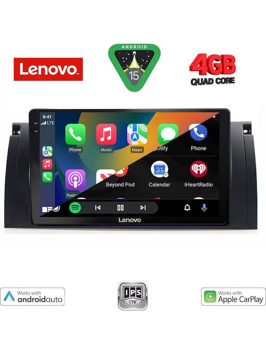 Lenovo Car Audio System for BMW Series 5 (E39) / X5 (E53) 1997-2005 (Bluetooth/USB/AUX/WiFi/GPS/Apple-Carplay/Android-Auto) with Touch Screen 9"