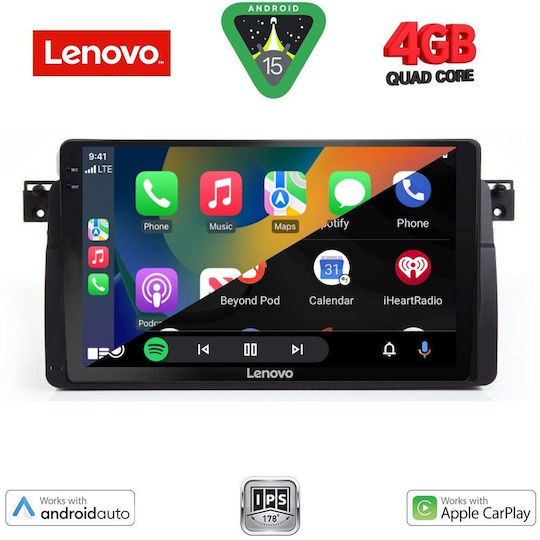 Lenovo Car Audio System for BMW E46 1998-2005 (Bluetooth/USB/AUX/WiFi/GPS/Apple-Carplay/Android-Auto) with Touch Screen 9"
