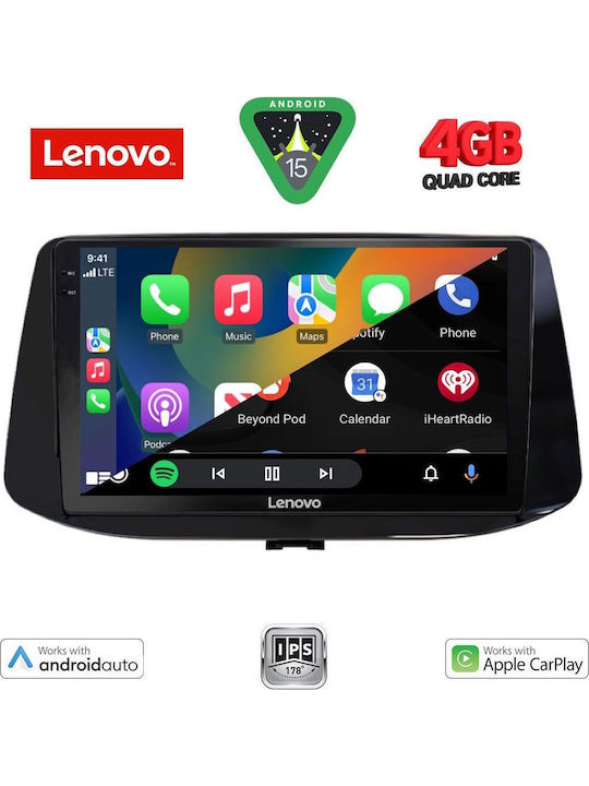 Lenovo Car Audio System for Hyundai i30 2018 (Bluetooth/USB/AUX/WiFi/GPS/Apple-Carplay/Android-Auto) with Touch Screen 9"