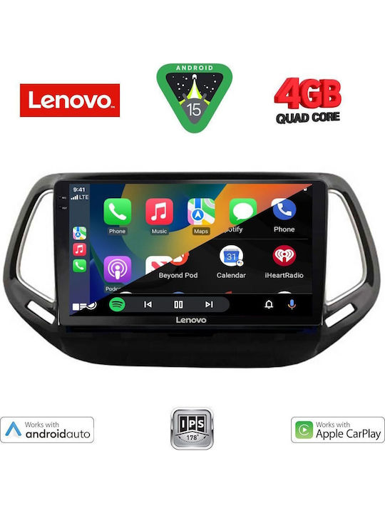 Lenovo Auto-Audiosystem für Jeep Kompass 2016-2021 (Bluetooth/USB/AUX/WiFi/GPS/Apple-Carplay/Android-Auto) mit Touchscreen 10"