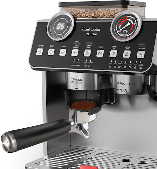 Rohnson Automatic Espresso Machine 2800W Pressure 20bar with Grinder Silver R-98200