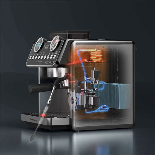 Rohnson Automatic Espresso Machine 2800W Pressure 20bar with Grinder Silver R-98200