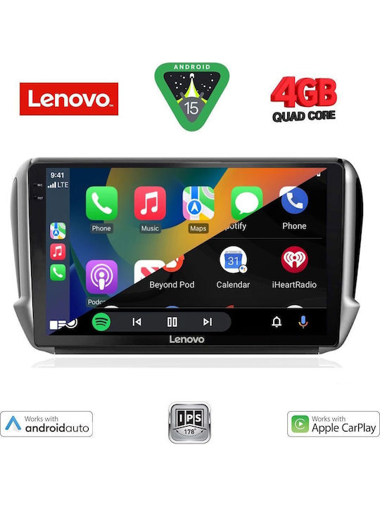 Lenovo Car Audio System for Peugeot 2008 2012-2021 (Bluetooth/USB/AUX/WiFi/GPS/Apple-Carplay/Android-Auto) with Touch Screen 10"