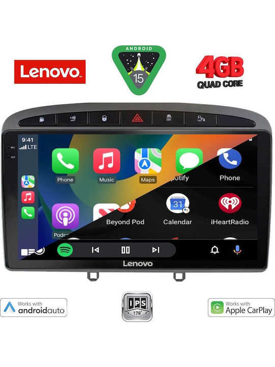 Lenovo Car Audio System for Peugeot 308 / RCZ 2007-2012 (Bluetooth/USB/AUX/WiFi/GPS/Apple-Carplay/Android-Auto) with Touch Screen 9"