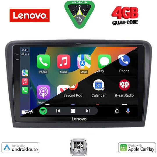 Lenovo Car Audio System for Skoda Superb 2008-2015 (Bluetooth/USB/AUX/WiFi/GPS/Apple-Carplay/Android-Auto) with Touch Screen 10"