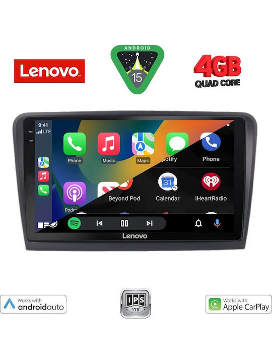 Lenovo Car Audio System for Skoda Rapid 2012 (Bluetooth/USB/AUX/WiFi/GPS/Apple-Carplay/Android-Auto) with Touch Screen 9"