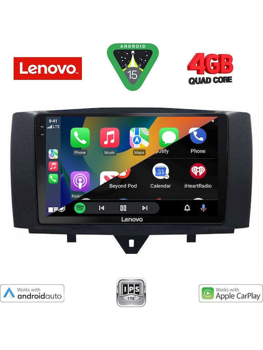 Lenovo Auto-Audiosystem für Smart FürZwei 2010-2015 (Bluetooth/USB/AUX/WiFi/GPS/Apple-Carplay/Android-Auto) mit Touchscreen 9"