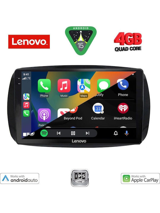 Lenovo Auto-Audiosystem für Smart FürZwei 2016 (Bluetooth/USB/AUX/WiFi/GPS/Apple-Carplay/Android-Auto) mit Touchscreen 9"
