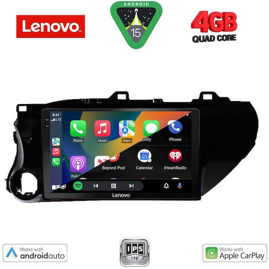Lenovo Car Audio System for Toyota Hilux 2017 (Bluetooth/USB/AUX/WiFi/GPS/Apple-Carplay/Android-Auto) with Touch Screen 10"