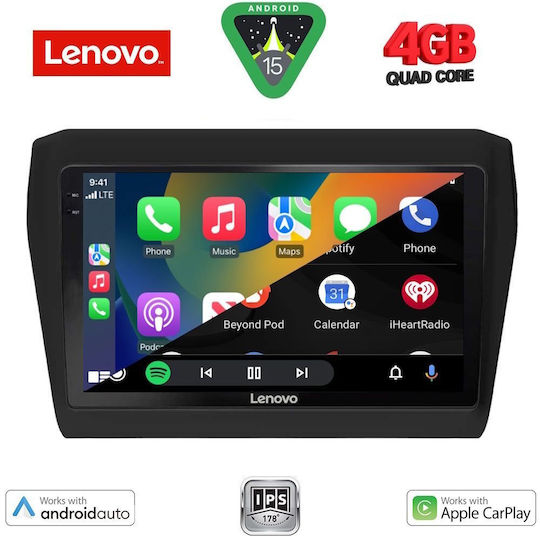 Lenovo Ηχοσύστημα Αυτοκινήτου για Suzuki Swift 2017 (Bluetooth/USB/AUX/WiFi/GPS/Apple-Carplay/Android-Auto) με Οθόνη Αφής 9"