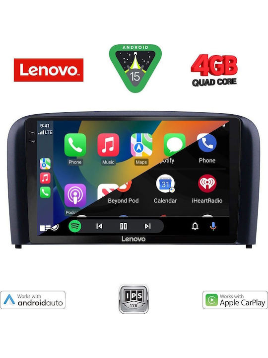 Lenovo Car Audio System for Volvo S80 1999-2006 (Bluetooth/USB/AUX/WiFi/GPS/Apple-Carplay/Android-Auto) with Touch Screen 9"