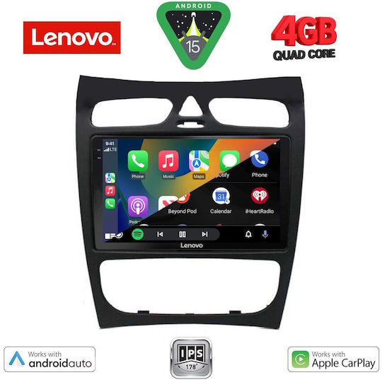Lenovo Ηχοσύστημα Αυτοκινήτου για Mercedes-Benz CLK Class 2000-2004 (Bluetooth/USB/AUX/WiFi/GPS/Apple-Carplay/Android-Auto) με Οθόνη Αφής 9"