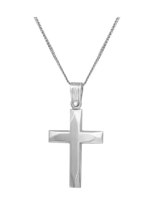 Weißgoldener Kreuz 14K Beidseitig